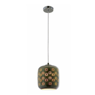 PENDANT VERRE 3D - CHROME CARRE D200xH213mm