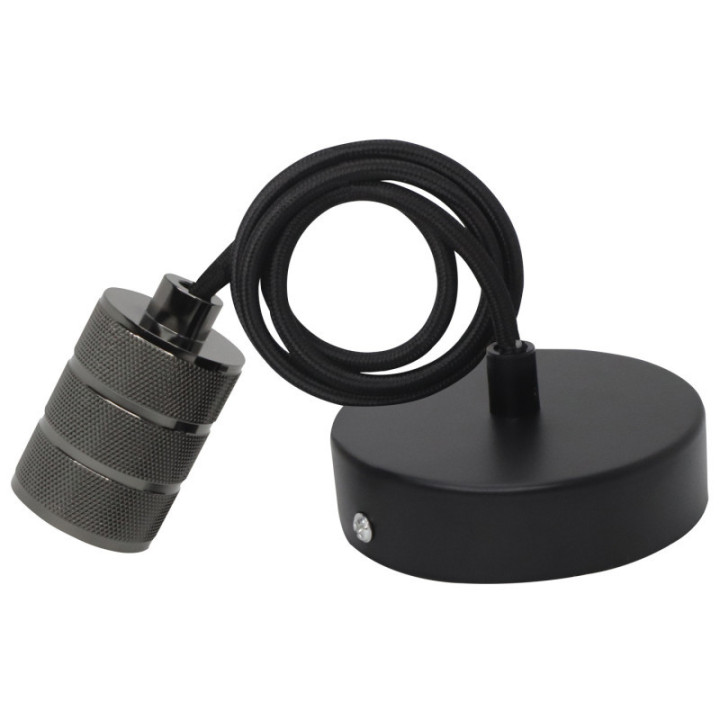 SUPPORT DE LAMPE SUSPENDUE VINTAGE 1M E27 NOIR PERLE