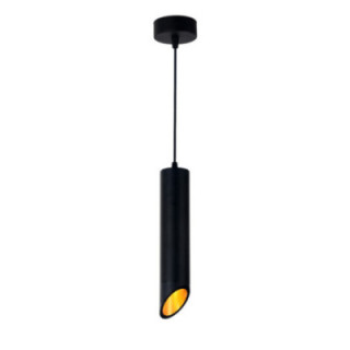 SUSPENSION GU10 ALUMINIUM CORPS NOIRREFLECTEUR DORE 6X30CM