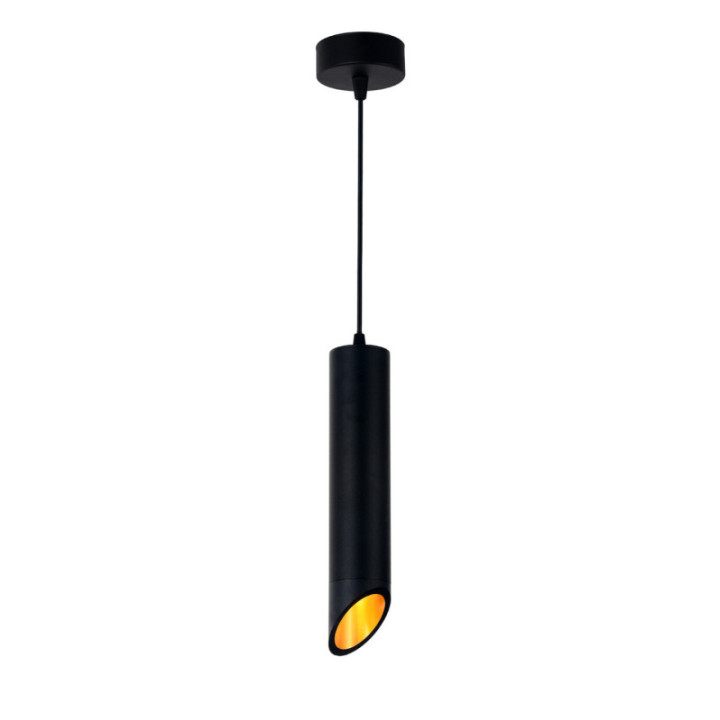 SUSPENSION GU10 ALUMINIUM CORPS NOIRREFLECTEUR DORE 6X30CM