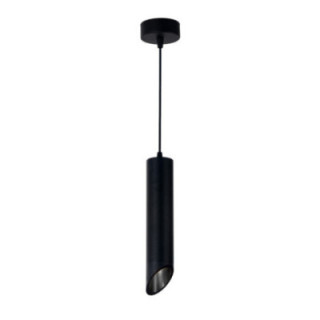 SUSPENSION GU10 ALUMINIUM CORPS NOIRREFLECTEUR NOIR 6X30CM