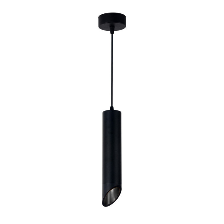 SUSPENSION GU10 ALUMINIUM CORPS NOIRREFLECTEUR NOIR 6X30CM