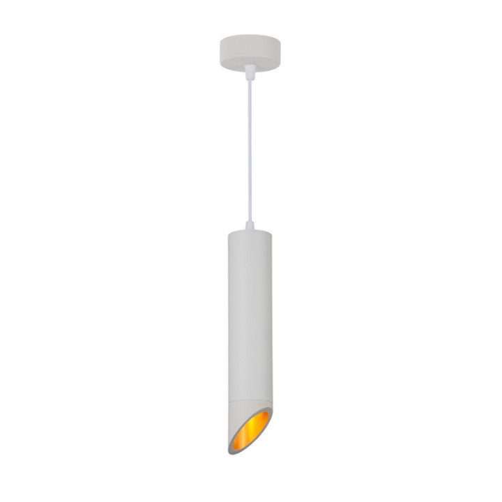 SUSPENSION GU10 ALUMINIUM CORPS BLANCREFLECTEUR DORE 6X30CM