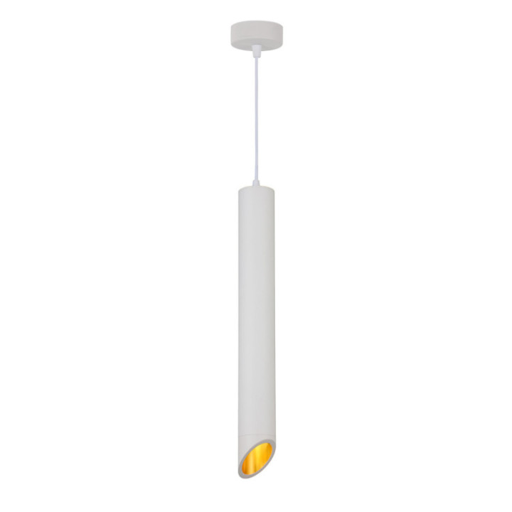 SUSPENSION GU10 ALUMINIUM CORPS BLANCREFLECTEUR DORE 6X50CM