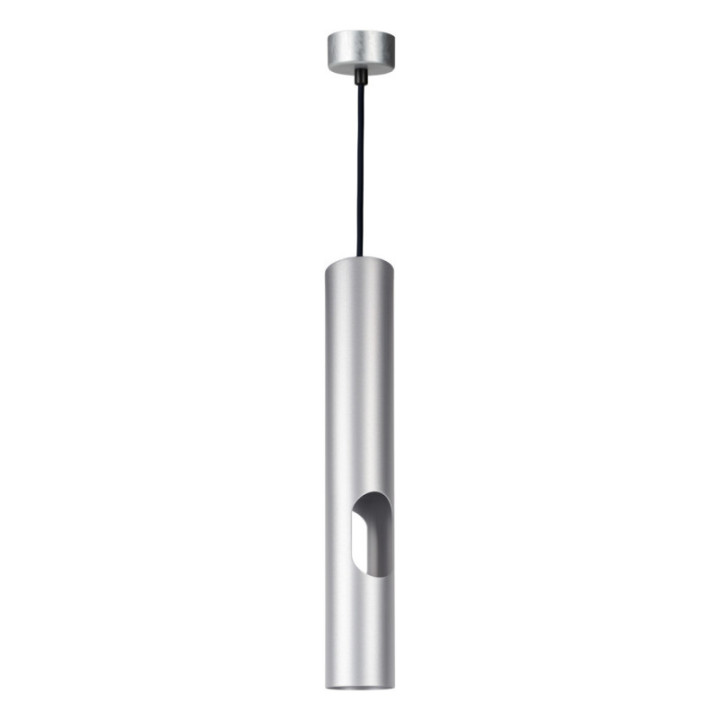 SUSPENSION GU10 ALUMINIUM ARGENT CORPS 6X40CM