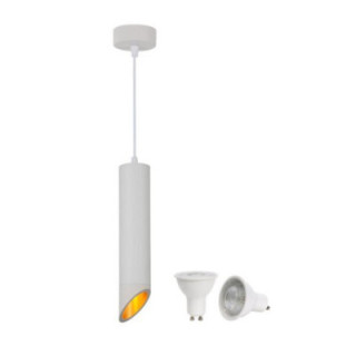 SUSPENSION GU10+5W 2700K ALUMINIUM CORPS BLANCRÉFLECTEUR OR 6X30CM