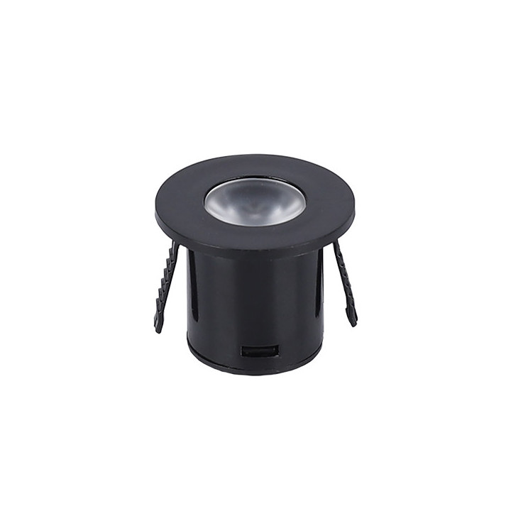 1W LED spot encastré rond BLACK AC220 - 240V 60LM 3000K