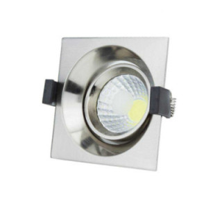 8W LED COB spot encastré CARRÉ, ORIENTABLE, 6000K - INOX