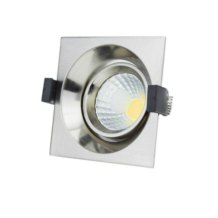 8W LED COB spot encastré CARRÉ, ORIENTABLE, 4500K - INOX