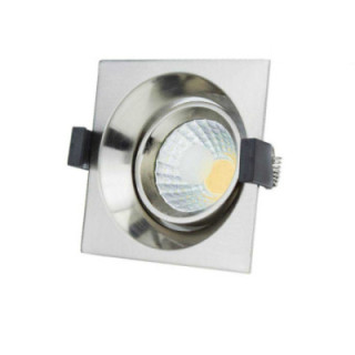 8W LED COB spot encastré CARRÉ, ORIENTABLE, 2700K - INOX