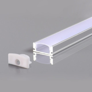PROFIL EN ALUMINIUM POUR BANDE DE LEDS CORPS BLANC / COUVERTURE BLANCHE L 2m 17.4x7x12.4mm