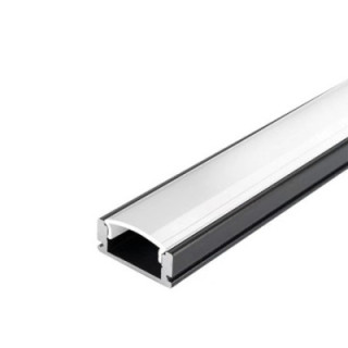 PROFIL ALUMINIUM POUR BANDE DE LEDS CORPS NOIR / COUVERTURE BLANCHE L 2m 17.4x7x12.4mm