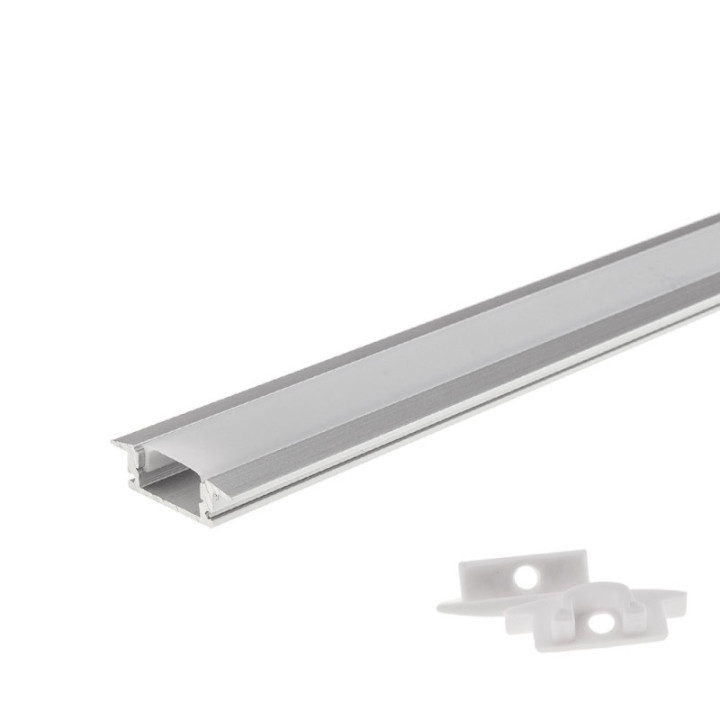 PROFIL EN ALUMINIUM POUR BANDE LED GRISE 6 mm L 1m - INTÉGRÉ