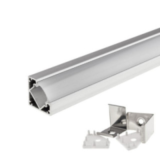 PROFIL ALUMINIUM POUR BANDE LED GRISE 18 mm - ANGLE L 1m