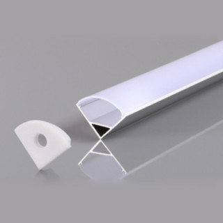 ANGLE DE PROFIL EN ALUMINIUM POUR LA BANDE DE LEDS CORPS GRIS / COUVERTURE BLANCHE L 2m 16x16x10.5mm