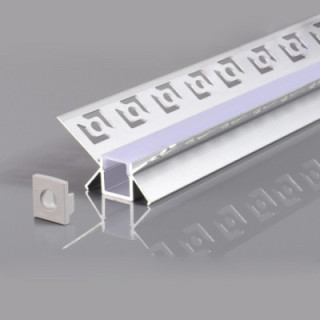 PROFIL ALUMINIUM POUR BANDE LED CORPS GRIS / COUVERTURE BLANCHE L 2m 48x28mm