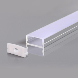 PROFIL ALUMINIUM POUR BANDE LED CORPS GRIS / COUVERTURE BLANCHE L 2m 23.5x10x21.5mm