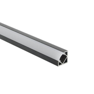 PROFIL EN ALUMINIUM POUR LA BANDE DE LEDS CARROSSERIE NOIRE / COUVERTURE BLANCHE L 2m