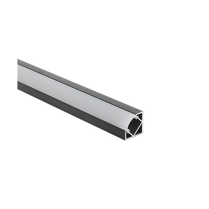 PROFIL EN ALUMINIUM POUR LA BANDE DE LEDS CARROSSERIE NOIRE / COUVERTURE BLANCHE L 2m