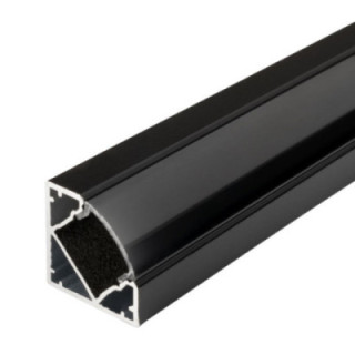 PROFIL EN ALUMINIUM POUR LA BANDE DE LEDS CARROSSERIE NOIRE / COUVERTURE NOIRE L 2m