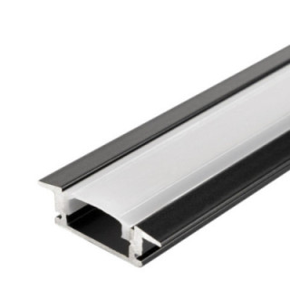 PROFIL EN ALUMINIUM POUR LA BANDE DE LEDS CARROSSERIE NOIRE / COUVERTURE NOIRE L 2m - INTÉGRÉ