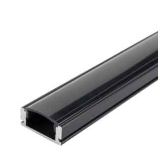 PROFIL EN ALUMINIUM POUR LA BANDE DE LEDS CARROSSERIE NOIRE / COUVERTURE NOIRE L 2m