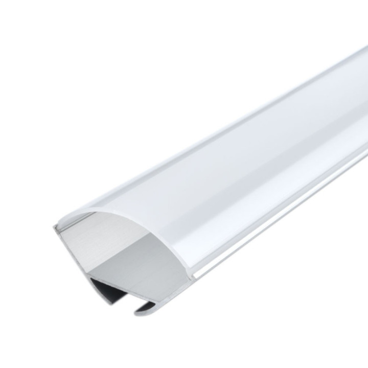 ANGLE DE PROFIL EN ALUMINIUM POUR LA BANDE DE LEDS CORPS GRIS / COUVERTURE BLANCHE L 2m 16x16x10.5mm