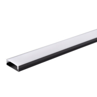 PROFIL ALUMINIUM POUR BANDE DE LEDS CORPS NOIR / COUVERTURE BLANCHE L 2m 30x10mm