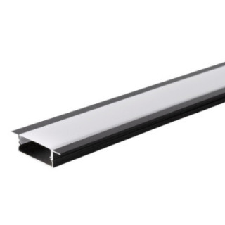PROFIL ALUMINIUM POUR BANDE DE LEDS CORPS NOIR / COUVERTURE BLANCHE L 2m 41x10mm