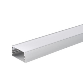 PROFIL ALUMINIUM POUR BANDE LED CORPS ARGENT / COUVERTURE BLANCHE L 2m 40x20mm