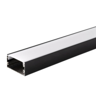 PROFIL EN ALUMINIUM POUR BANDE DE LEDS CORPS NOIR / COUVERTURE BLANCHE L 2m 40x20mm