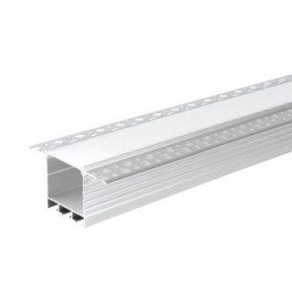 PROFIL EN ALUMINIUM POUR BANDE DE LEDS CORPS ARGENT / COUVERTURE BLANCHE L 2m 71.5x35mm