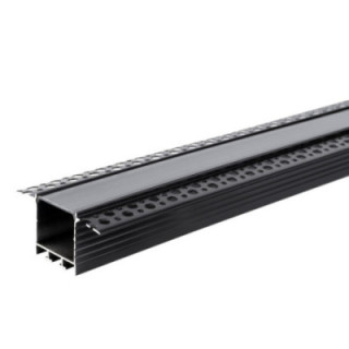 PROFIL ALUMINIUM POUR BANDE DE LEDS CORPS NOIR / COUVERTURE NOIRE L 2m 71.5x35mm