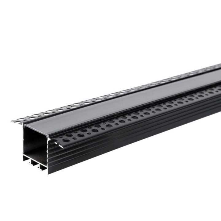 PROFIL ALUMINIUM POUR BANDE DE LEDS CORPS NOIR / COUVERTURE NOIRE L 2m 71.5x35mm