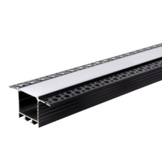 PROFIL ALUMINIUM POUR BANDE DE LEDS CORPS NOIR / COUVERTURE BLANCHE L 2m 71.5x35mm