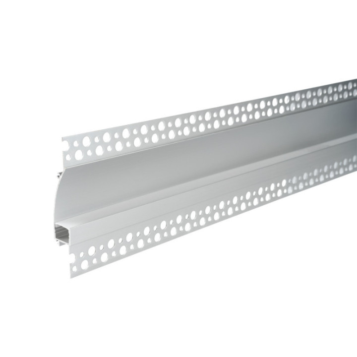 PROFIL ALUMINIUM POUR BANDE LED CORPS ARGENT / COUVERTURE BLANCHE L 2m 98x19mm