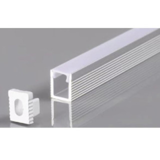 PROFIL EN ALUMINIUM POUR BANDE DE LEDS CORPS ARGENT / COUVERTURE BLANCHE L 2m 12.4x9mm - 5mm
