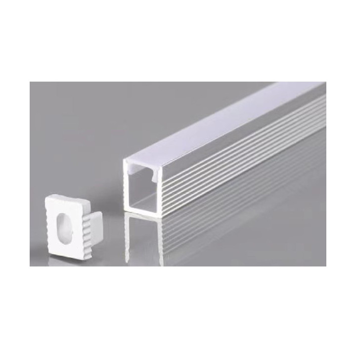 PROFIL EN ALUMINIUM POUR BANDE DE LEDS CORPS ARGENT / COUVERTURE BLANCHE L 2m 12.4x9mm - 5mm