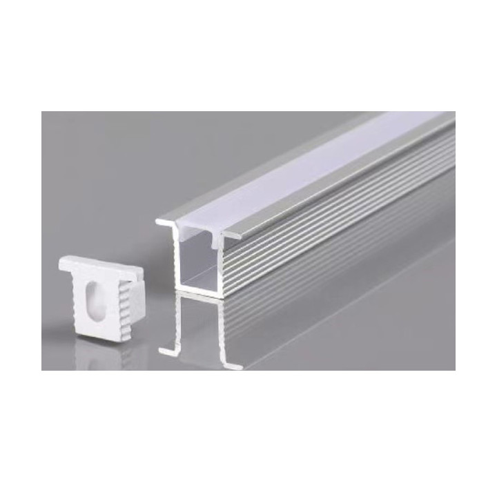 PROFIL EN ALUMINIUM POUR BANDE DE LEDS CORPS ARGENT / COUVERTURE BLANCHE L 2m 7.8x9mm - 5mm