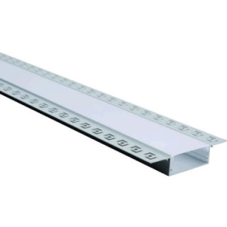 PROFIL EN ALUMINIUM POUR LA BANDE DE LEDS CORPS ARGENT / COUVERTURE BLANCHE L 2m