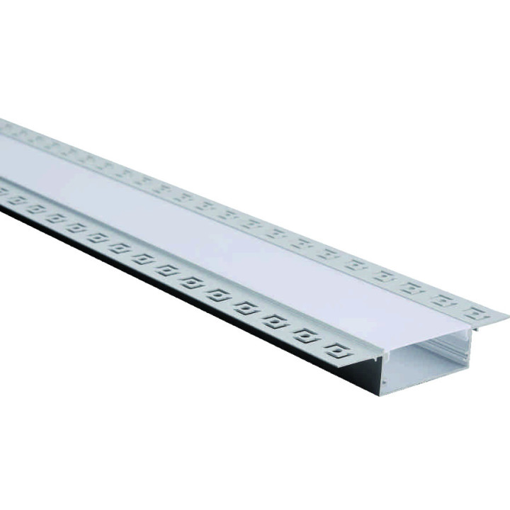 PROFIL EN ALUMINIUM POUR LA BANDE DE LEDS CORPS ARGENT / COUVERTURE BLANCHE L 2m