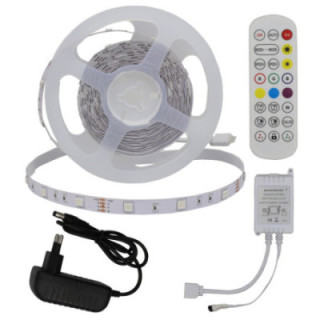 ADAPTATEUR DE BANDE LED + CONTROLEUR IR + TELECOMMANDE DC12V 5050 30 LEDS RGB IP20
