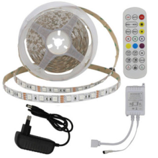 ADAPTATEUR DE BANDE LED + CONTROLEUR IR + TELECOMMANDE DC12V 5050 60 LEDS RGB IP20