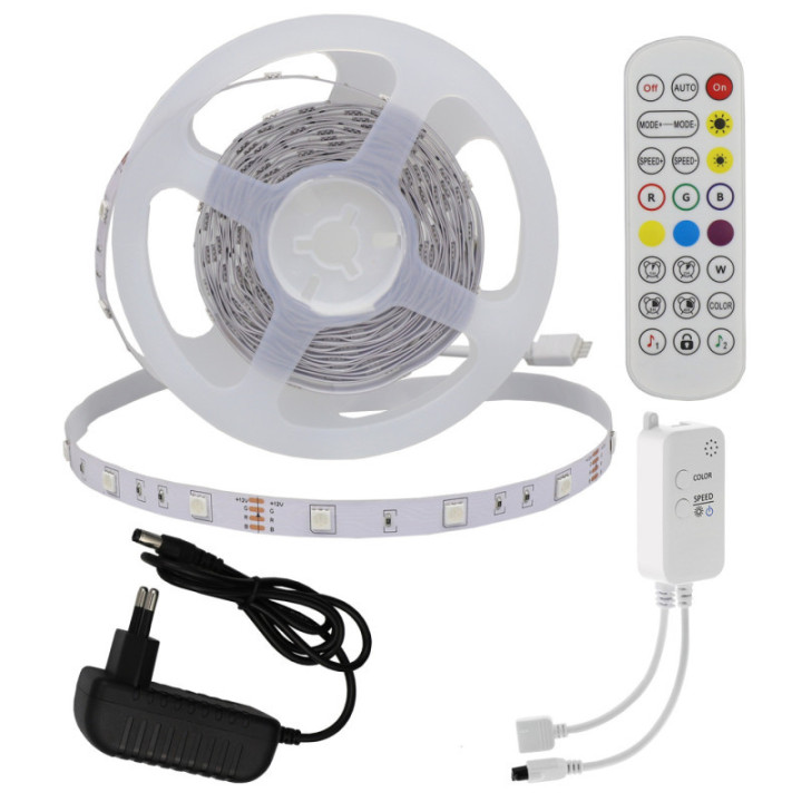 ADAPTATEUR LED STRIP SET + BLUETOOTH MUSIC + REMOTE DC12V 5050 30 LEDS RGB IP20