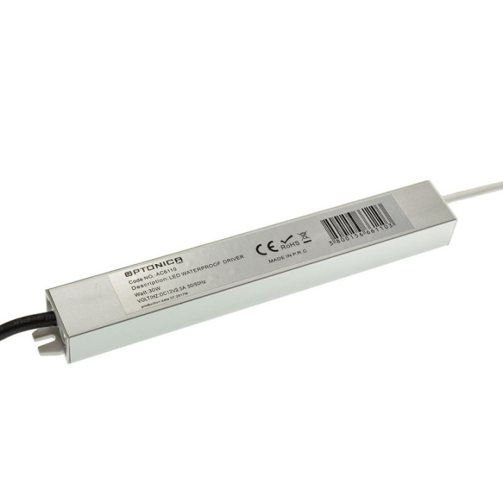 BARRETTE DE LEDS ETANCHEE ALIMENTATION 30W 12V 2,5A - METAL