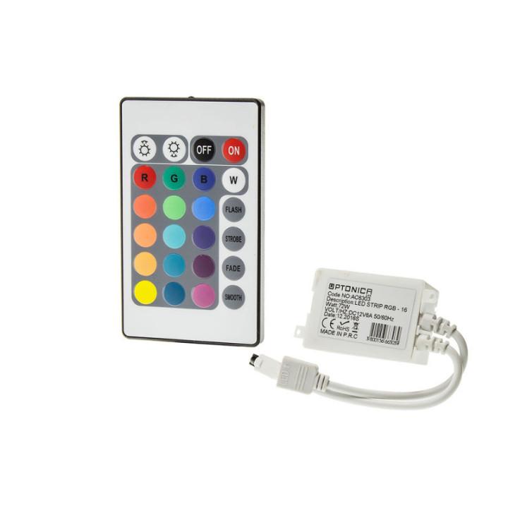 TÉLÉCOMMANDE LED STRIP RGB - 16 BOUTONS 72W 12V 6A