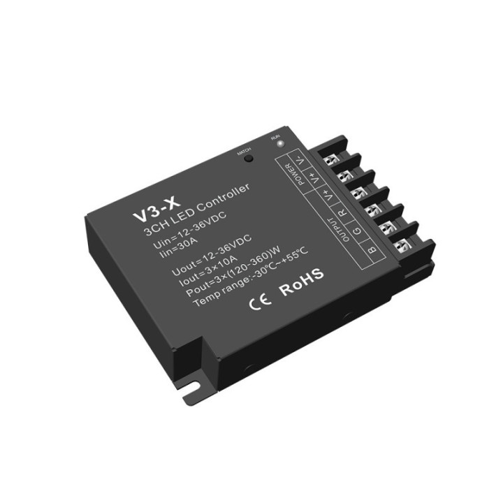 CONTRÔLEUR LED V3-X 12-36VDC 10A*3CH, MAX 30A 360W/720W/1080W(12V/24V)