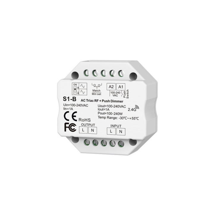 AC TRIAC RF DIMMER S1-B 100-240VAC RF2.4G 1A*1CH 110W/220W(110V/220V)