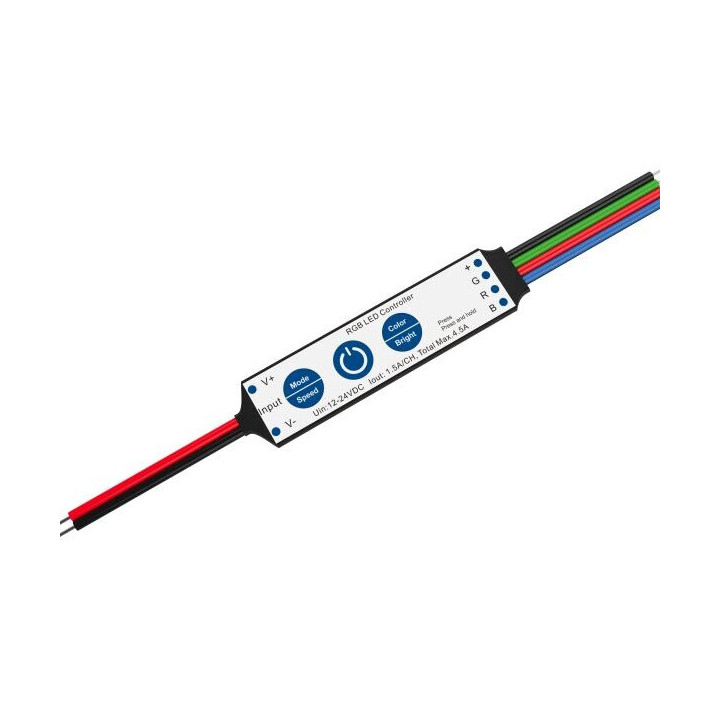 MINI CONTRÔLEUR LED (NO-RF) 12-24VDC 3CH - 75W(pour 5m LED STRIP)