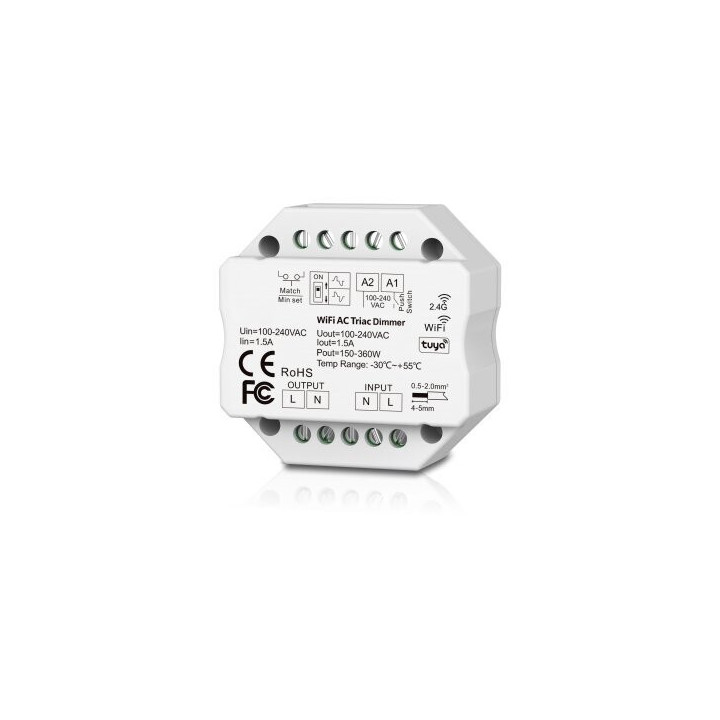 WIFI & RF TRIAC DIMMER(TUYA) 2.4G, PUSH DIM 100-240VAC 150W/360W(100V/240V)